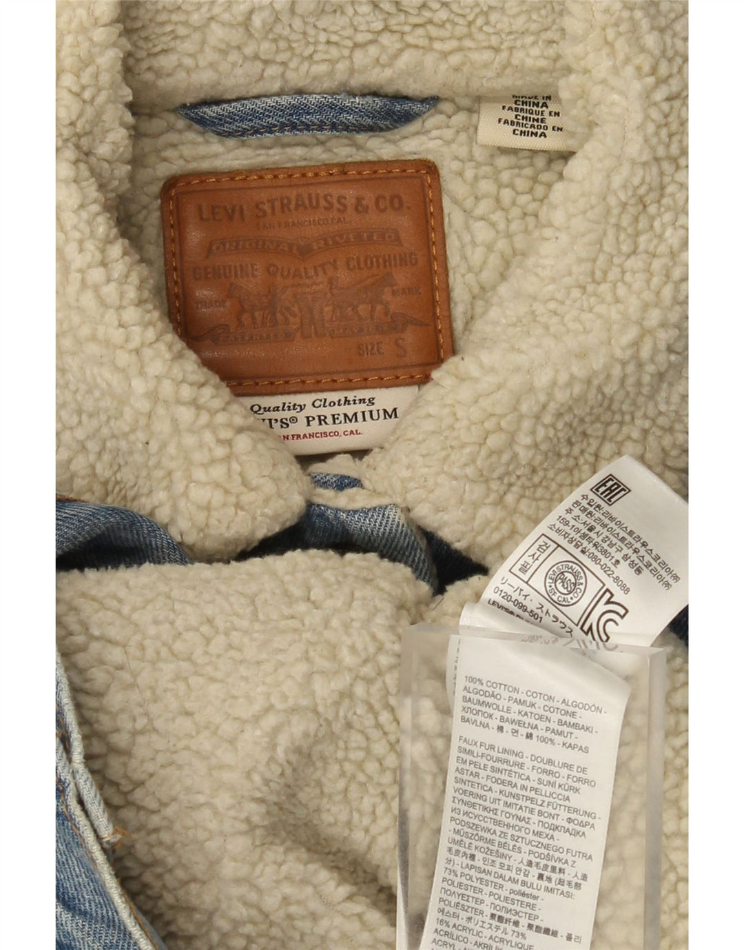 Levi's Graphic Sherpa traper jakna UK 10 Small Blue Cotton