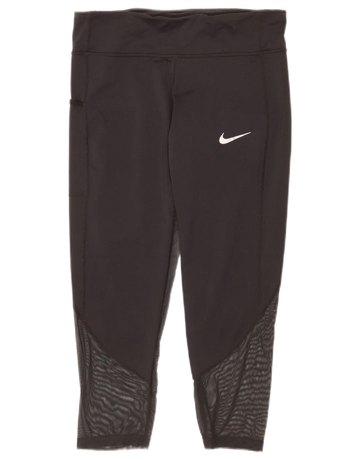 NIKE Womens Dri Fit Capri Leggings UK 12 Medium Black