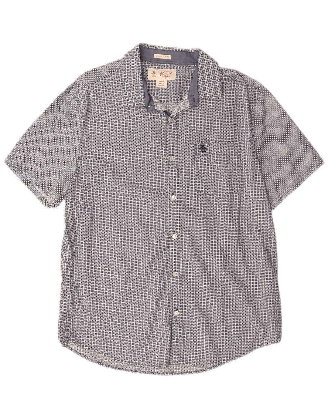 PENGUIN Heritage muška uska majica kratkih rukava velikih plavih geometrijskih dimenzija