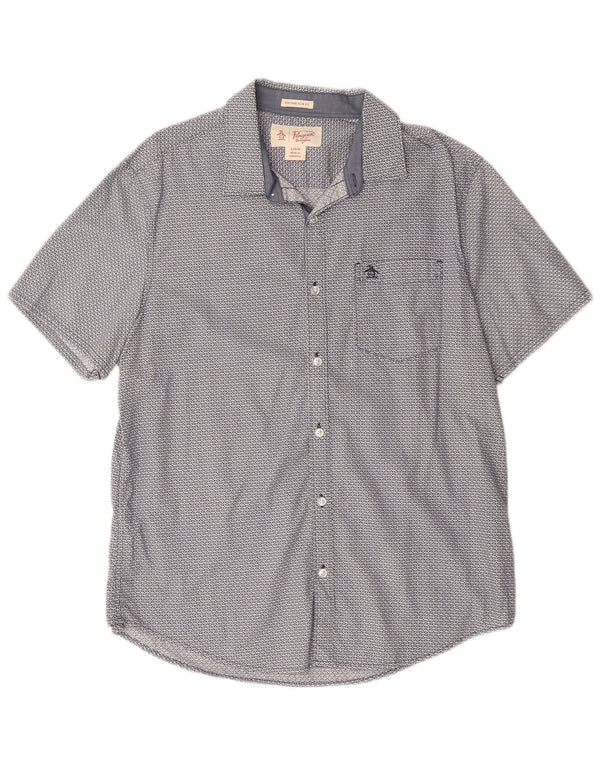 PENGUIN Heritage muška uska majica kratkih rukava velikih plavih geometrijskih dimenzija