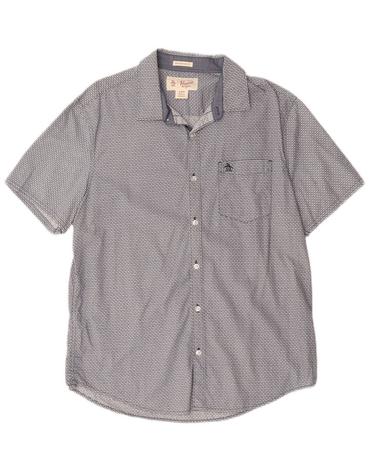 PENGUIN Heritage muška uska majica kratkih rukava velikih plavih geometrijskih dimenzija