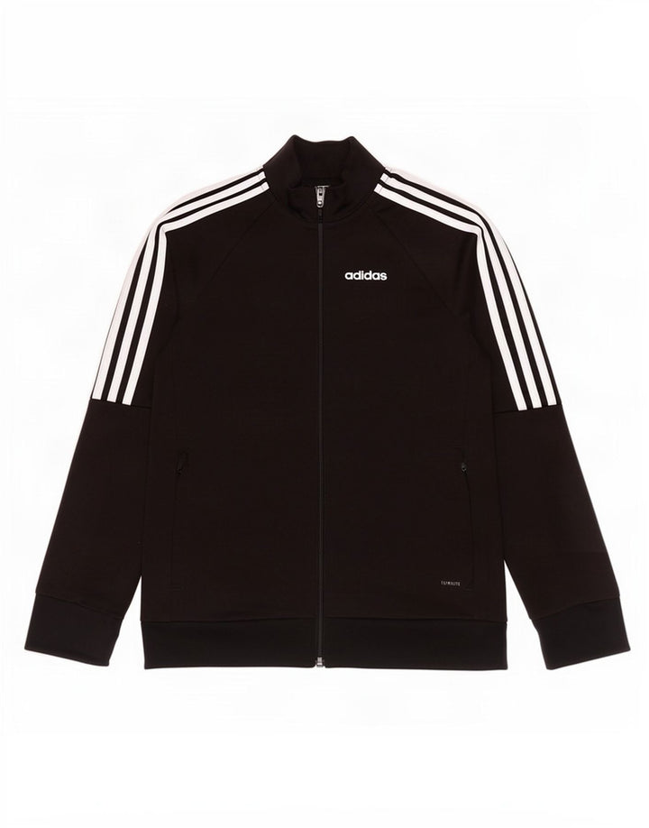 Gornja jakna od trenirke Adidas Climalite za dječake 9-10 godina, crni poliester