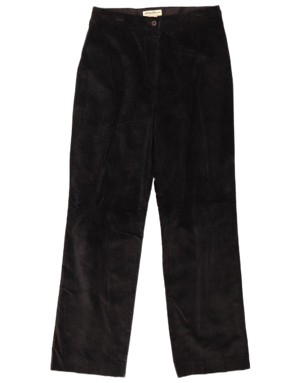 Eddie Bauer Womens Straight Velvet Chino Trousers US 10 Large W28 L31 Black