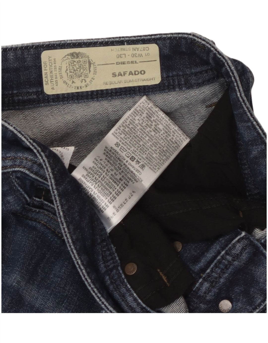 Diesel Mens Safado Regular Slim Straight Jeans W30 L30 Plavi pamuk