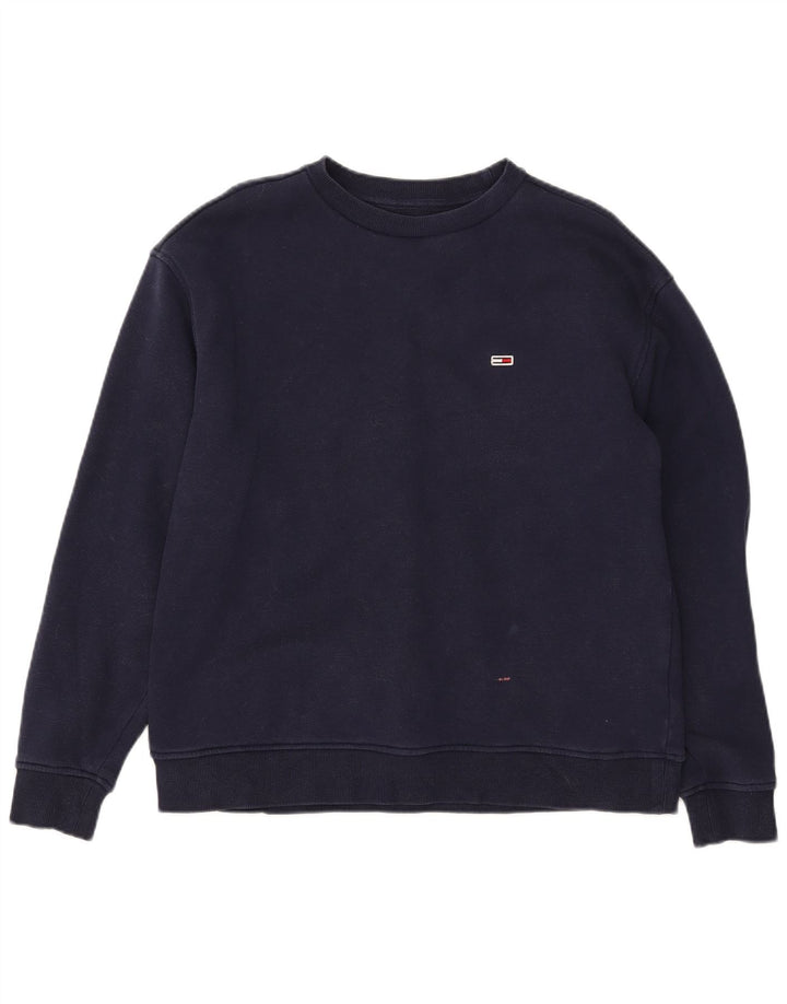 TOMMY HILFIGER Mens Sweatshirt Jumper Large Navy Blue Cotton