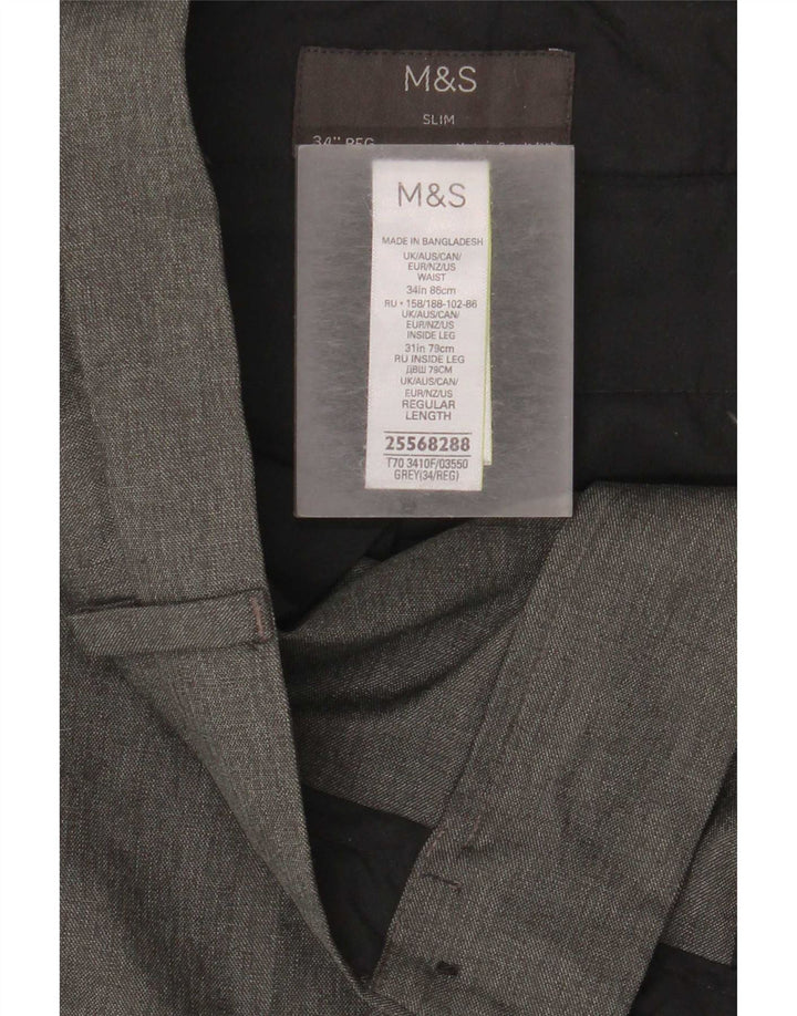 Marks & Spencer muške uske chino hlače W34 L31 sivi poliester