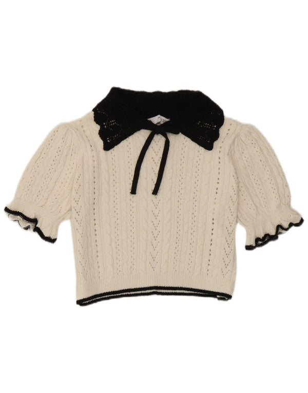 Zara ženski gornji dio pletene kratke bluze UK 10 Small White Colourblock
