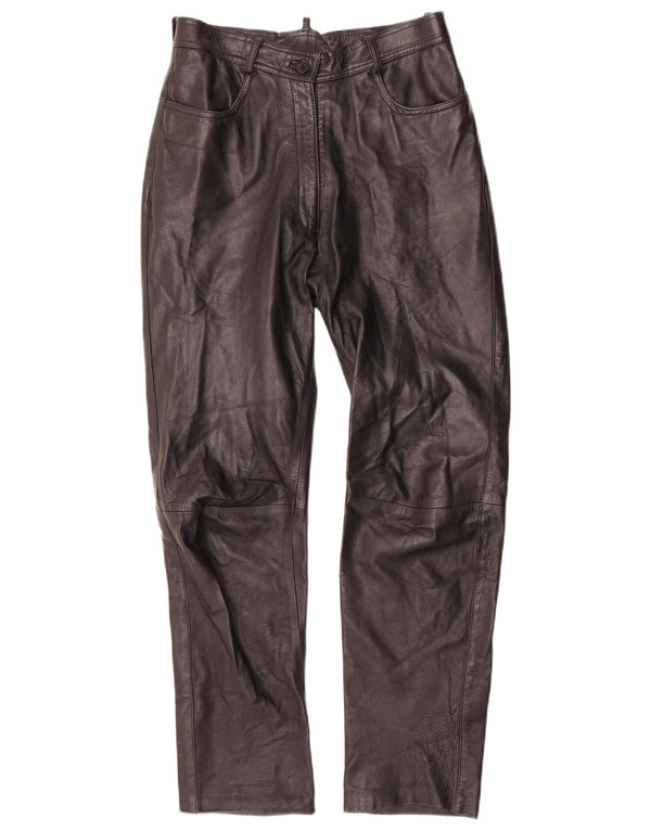 VINTAGE ženske ravne hlače IT 42 srednje W28 L29 crna koža