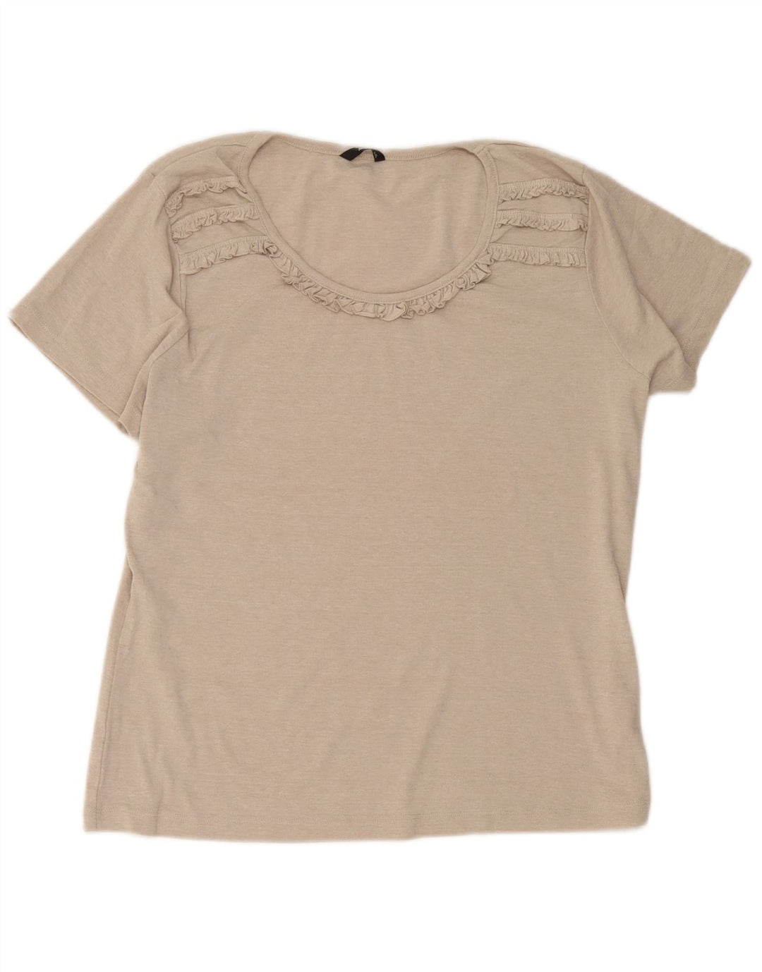 M&Co Ženska prednja bluza s volanima UK 20 2XL Bež pamuk