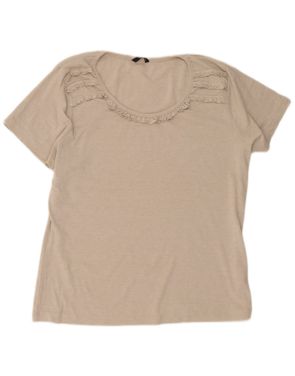 M&Co Ženska prednja bluza s volanima UK 20 2XL Bež pamuk