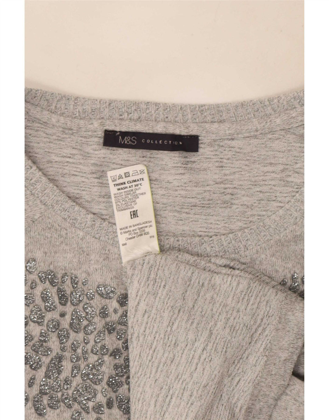 Marks & Spencer ženska majica s tunikom dugih rukava UK 16 veliki sivi poliester