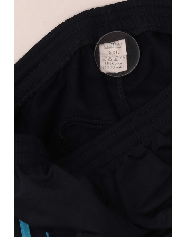 Vintage muške hlače od trenirke 2XL tamnoplavi prugasti poliester