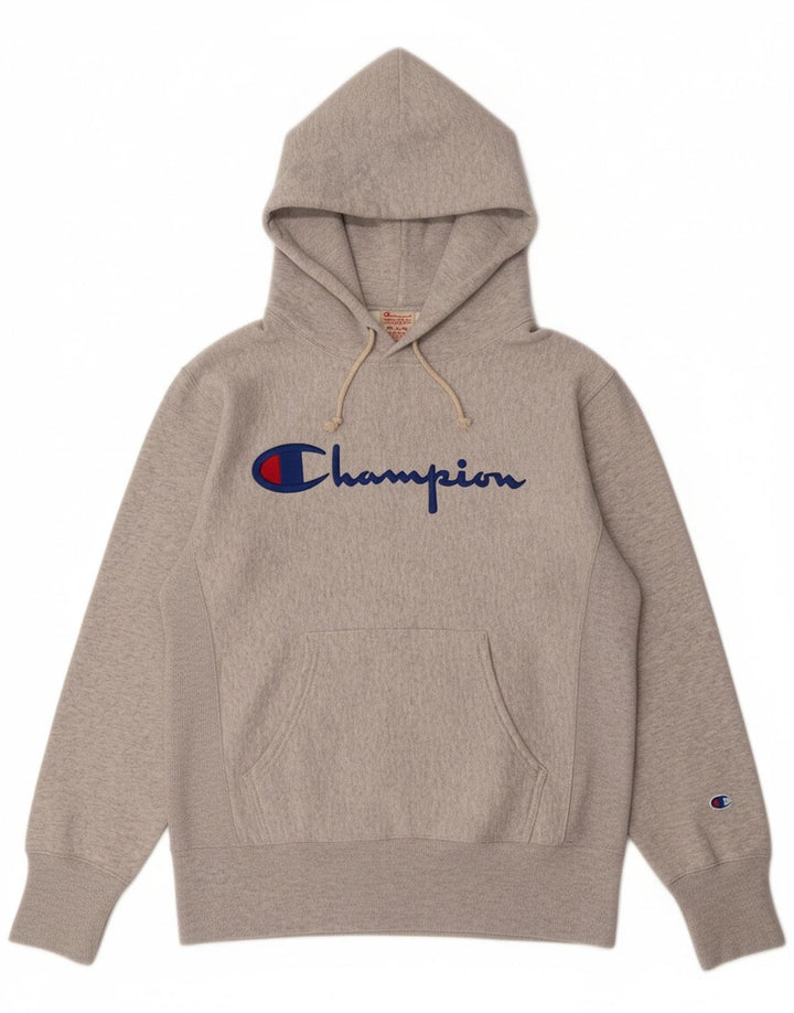 CHAMPION Mens Graphic Hoodie Jumper Medium Grey Cotton