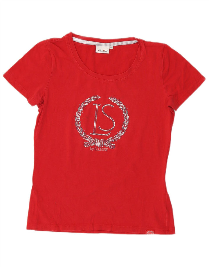 Ellesse ženska majica kratkih rukava s grafičkim motivima UK 12 Srednje crveni pamuk