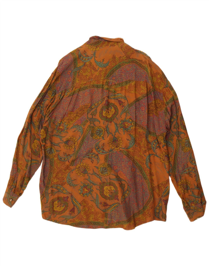 Vintage muška košulja velika smeđa cvjetna viskoza