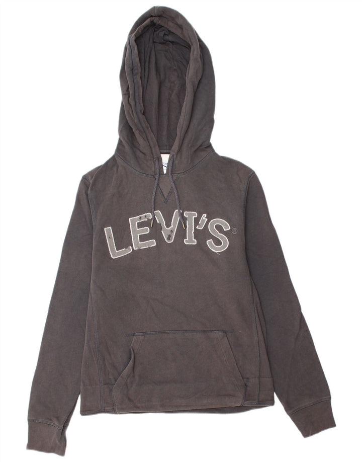 LEVI'S Mens Graphic Hoodie Jumper Small Grey Cotton