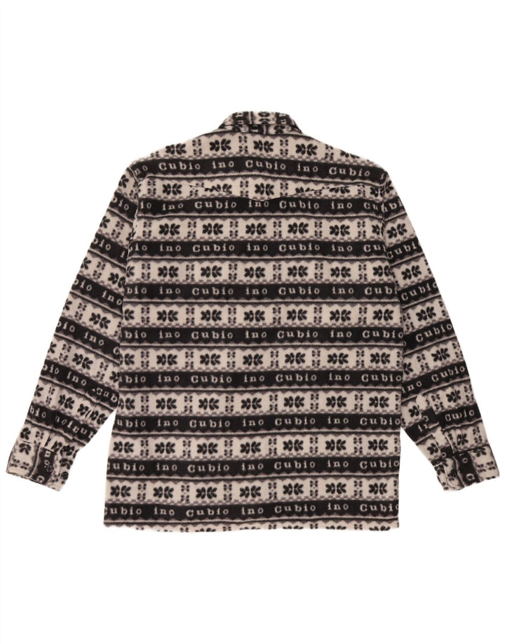 Vintage muška flis majica velika crna Fair Isle poliester