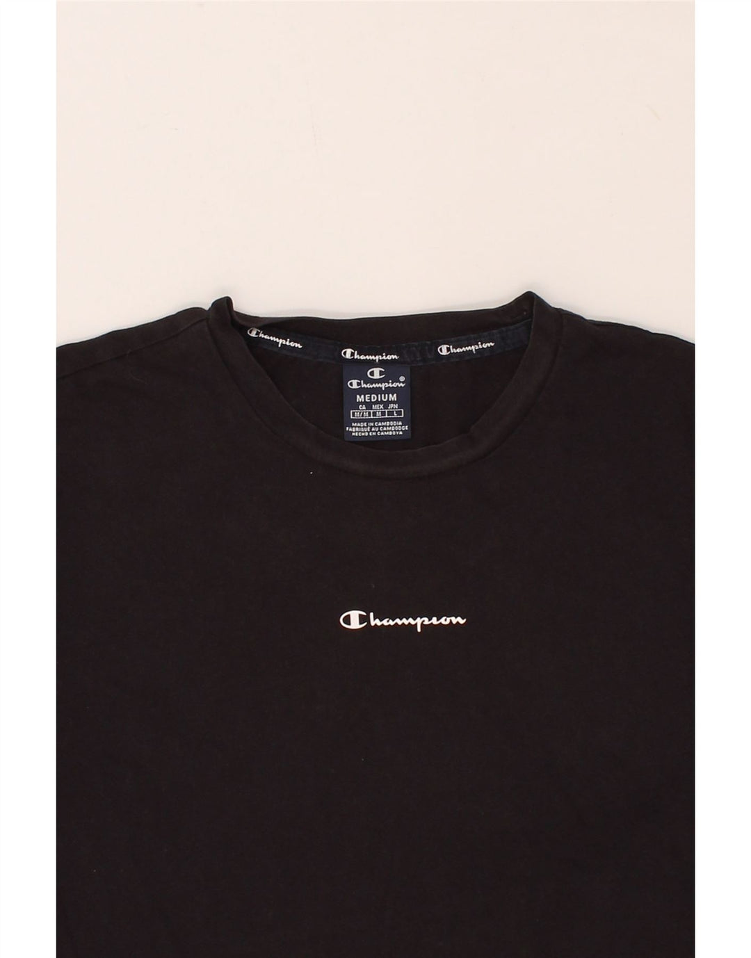CHAMPION Womens Graphic T-Shirt Top UK 14 Medium Black Vintage Champion and Second-Hand Champion from Messina Hembry 