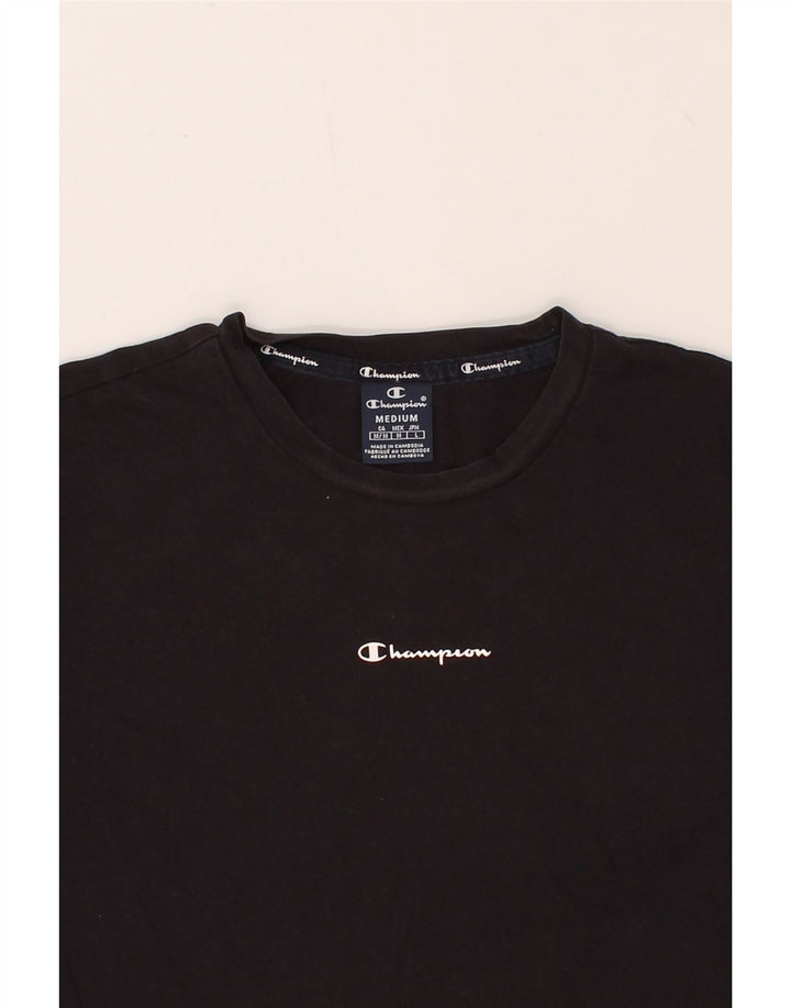 CHAMPION Womens Graphic T-Shirt Top UK 14 Medium Black Vintage Champion and Second-Hand Champion from Messina Hembry 