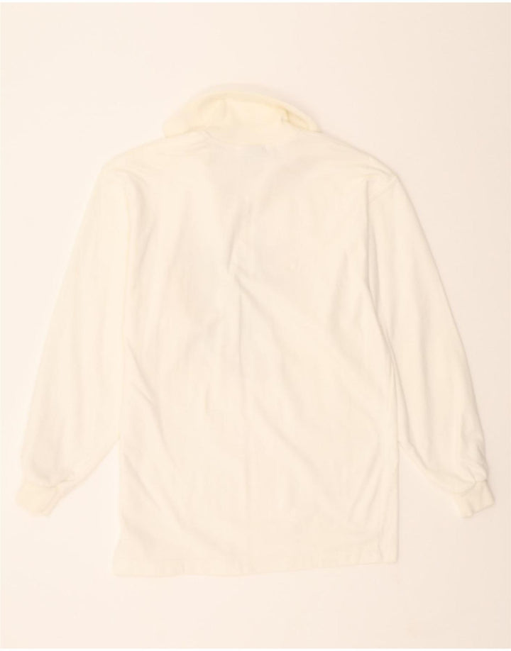 MASER M Womens Graphic Sweatshirt Jumper UK 12 Medium White Cotton Vintage Maser M and Second-Hand Maser M from Messina Hembry 