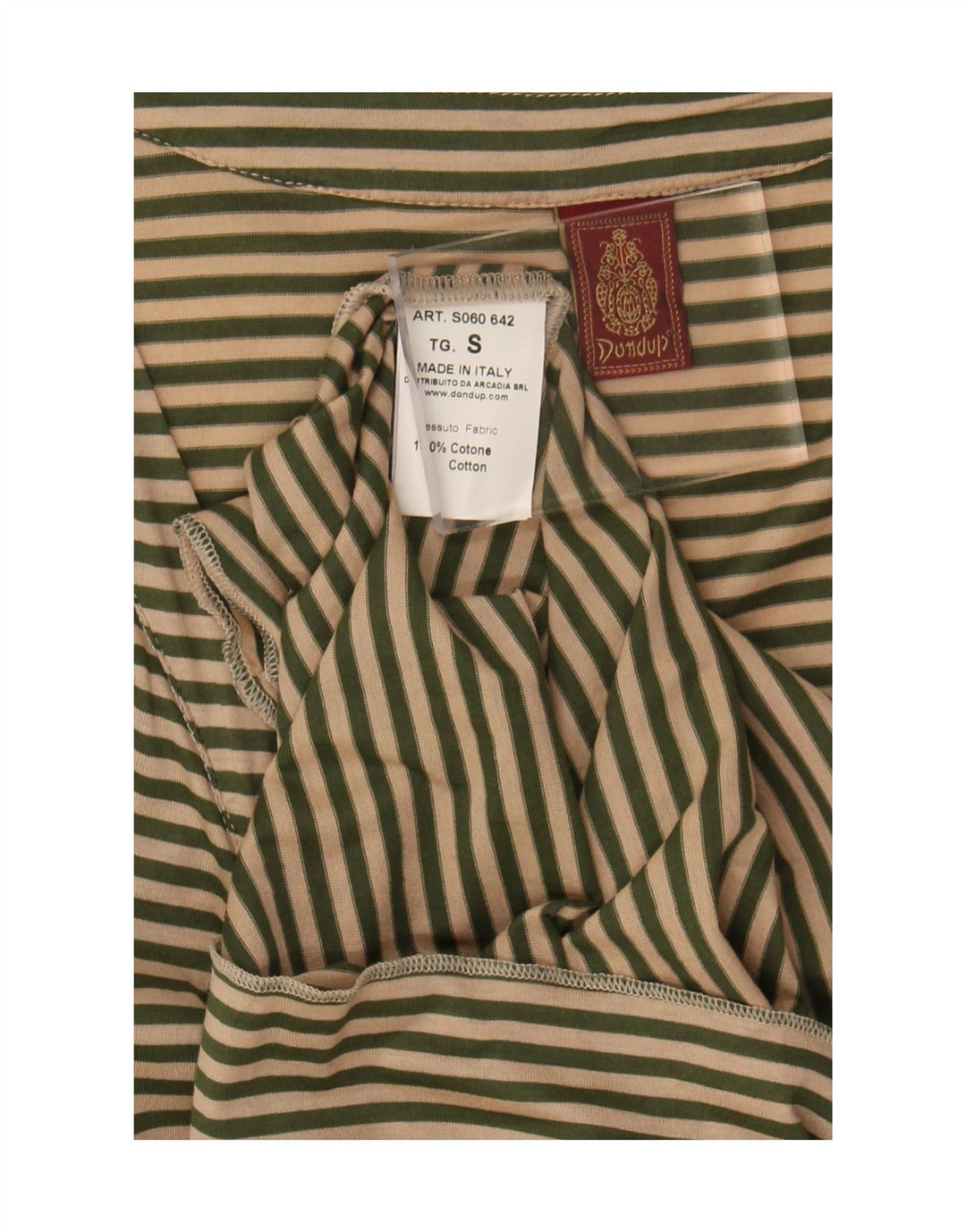 Dondup ženski gornji dio bluze s prednjom kravatom UK 10 Mali bež prugasti pamuk