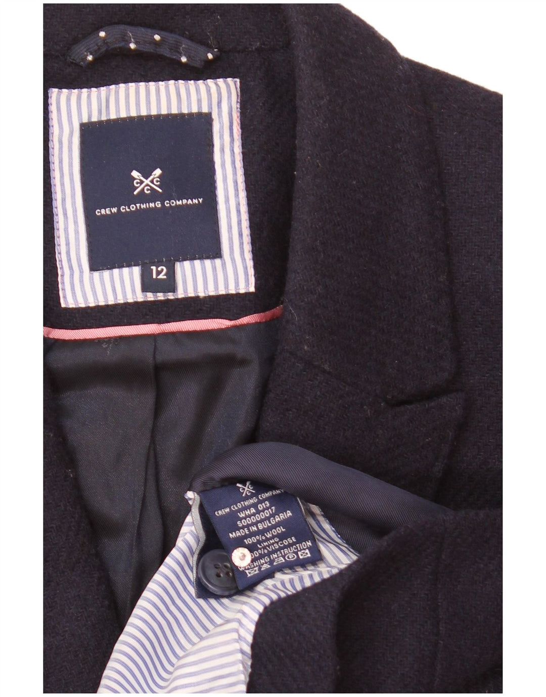 Crew Clothing Ženska jakna s 2 gumba UK 12 Srednje tamnoplava vuna