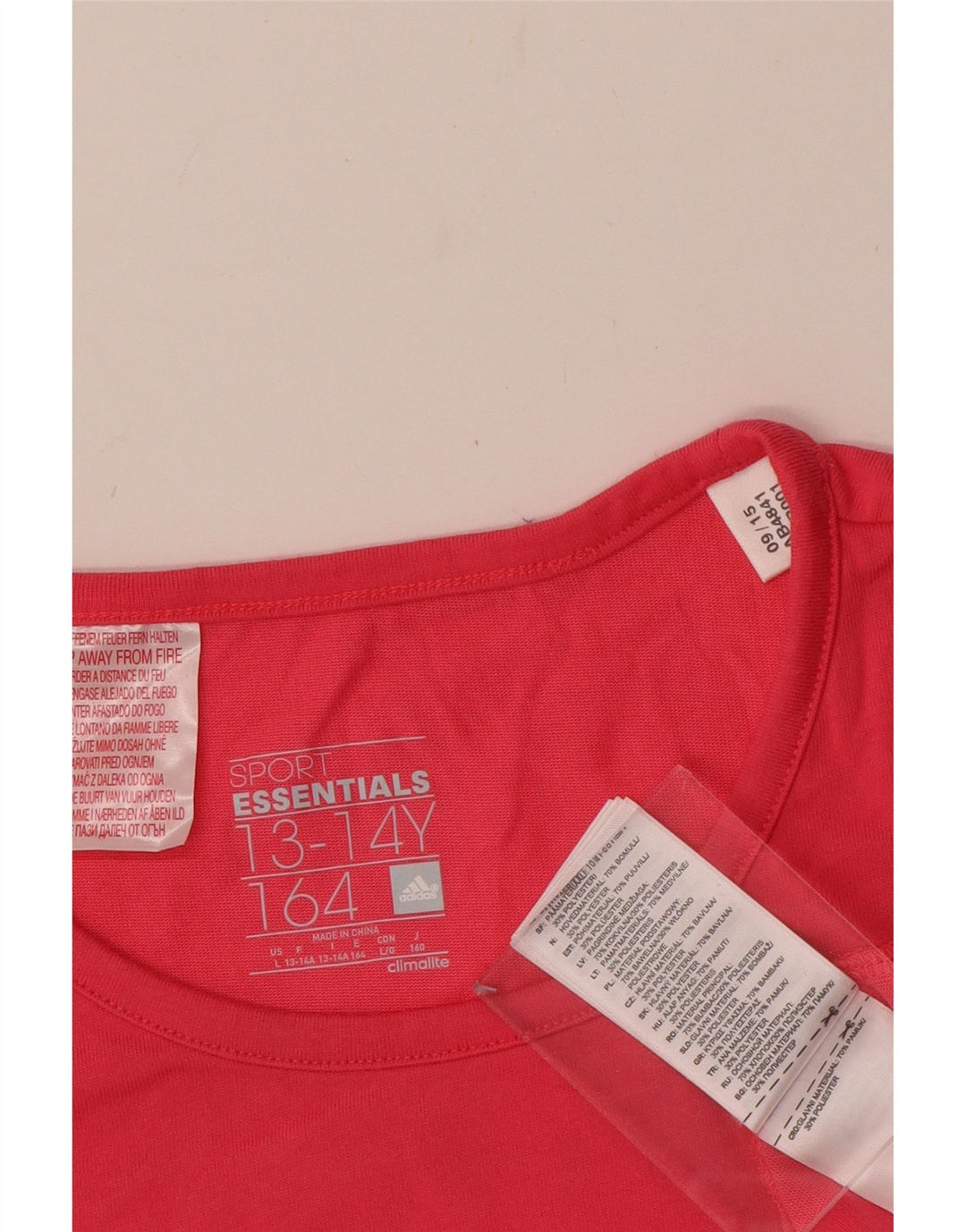 ADIDAS majica kratkih rukava Climalite za djevojčice 13-14 godina, ružičasti pamuk