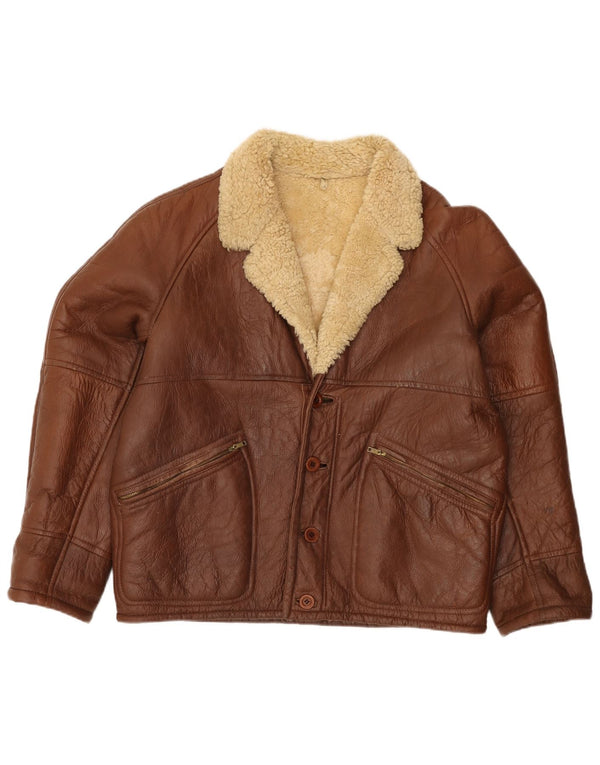 Vintage muška jakna od šikara IT 52 XL smeđa koža