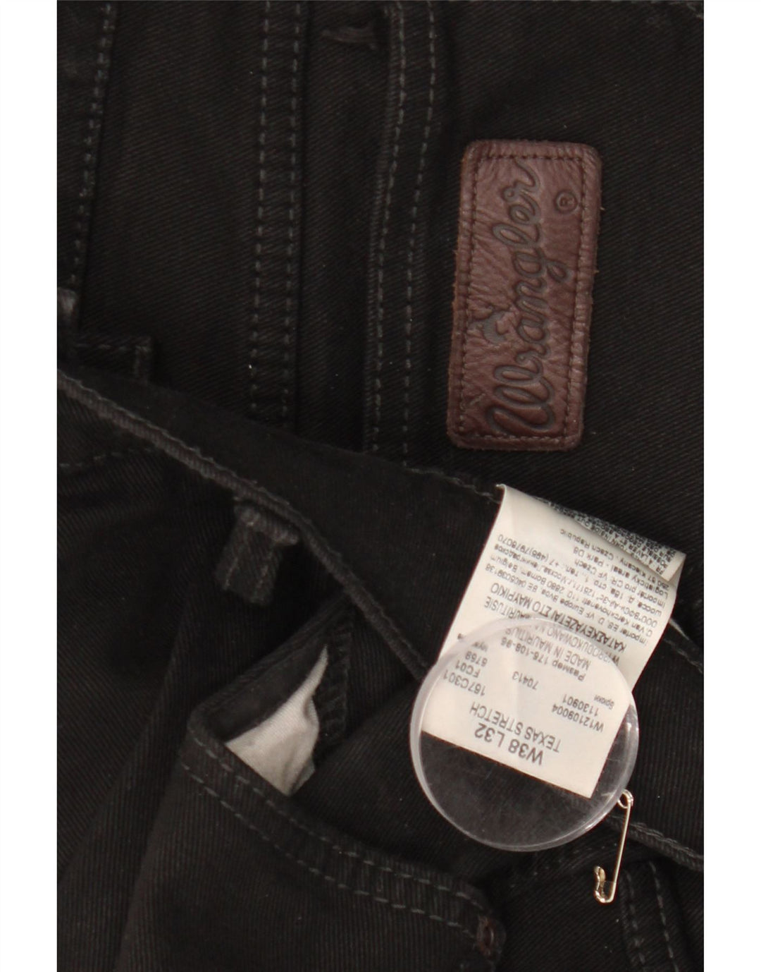 WRANGLER Muške rastezljive ravne traperice Texas W38 L32 crni pamuk