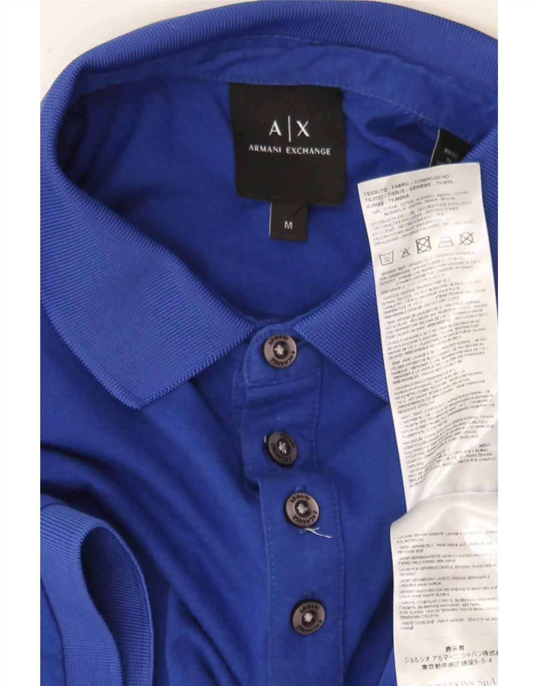 ARMANI EXCHANGE Mens Polo Shirt Medium Blue Cotton Vintage Armani Exchange and Second-Hand Armani Exchange from Messina Hembry 