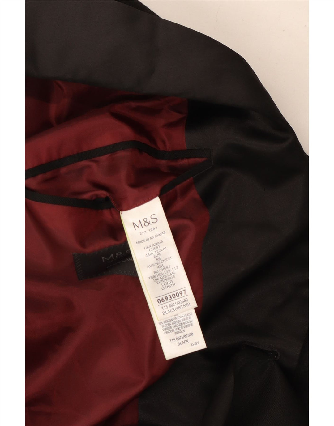 Marks & Spencer muška sako sa 2 gumba Regular Fit UK 48 2XL Crna