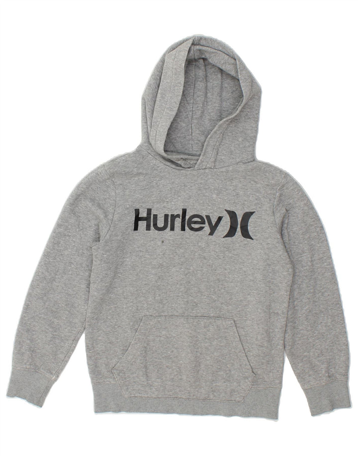 HURLEY Boys Graphic Hoodie Jumper 10-11 Years Medium  Grey Vintage Hurley and Second-Hand Hurley from Messina Hembry 