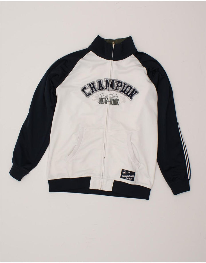 CHAMPION Boys Graphic Tracksuit Top Jacket 11-12 Years Large  White Vintage Champion and Second-Hand Champion from Messina Hembry 