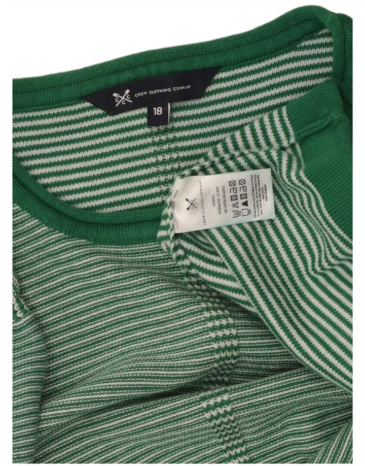 CREW CLOTHING Ženski pulover s morskim izrezom UK 18 XL na zelene pruge