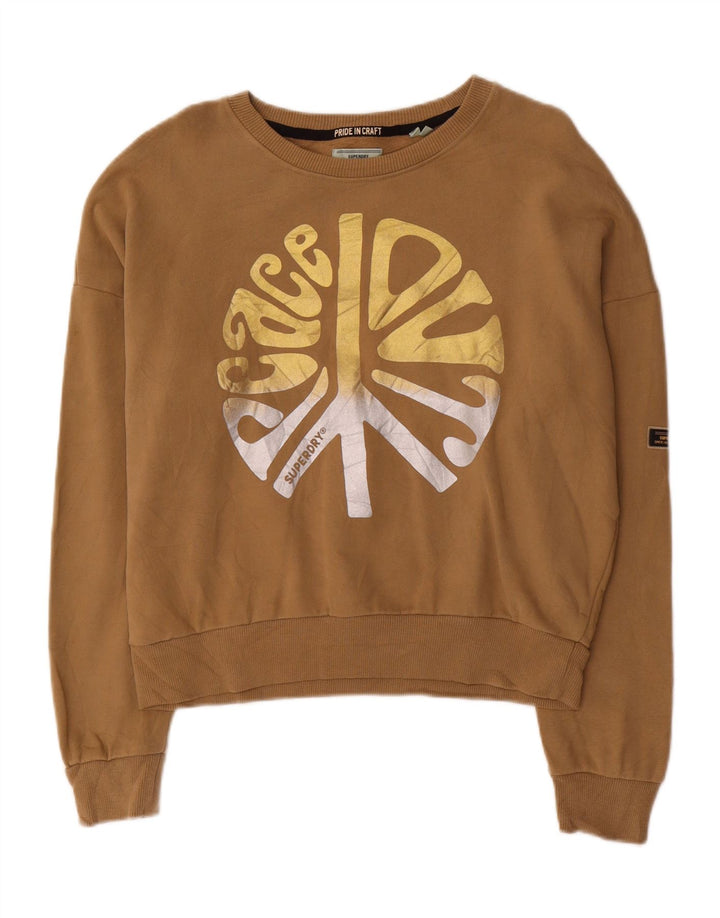SUPERDRY Ženska prekomjerna trenirka s grafičkim motivima UK 12 Srednje smeđa