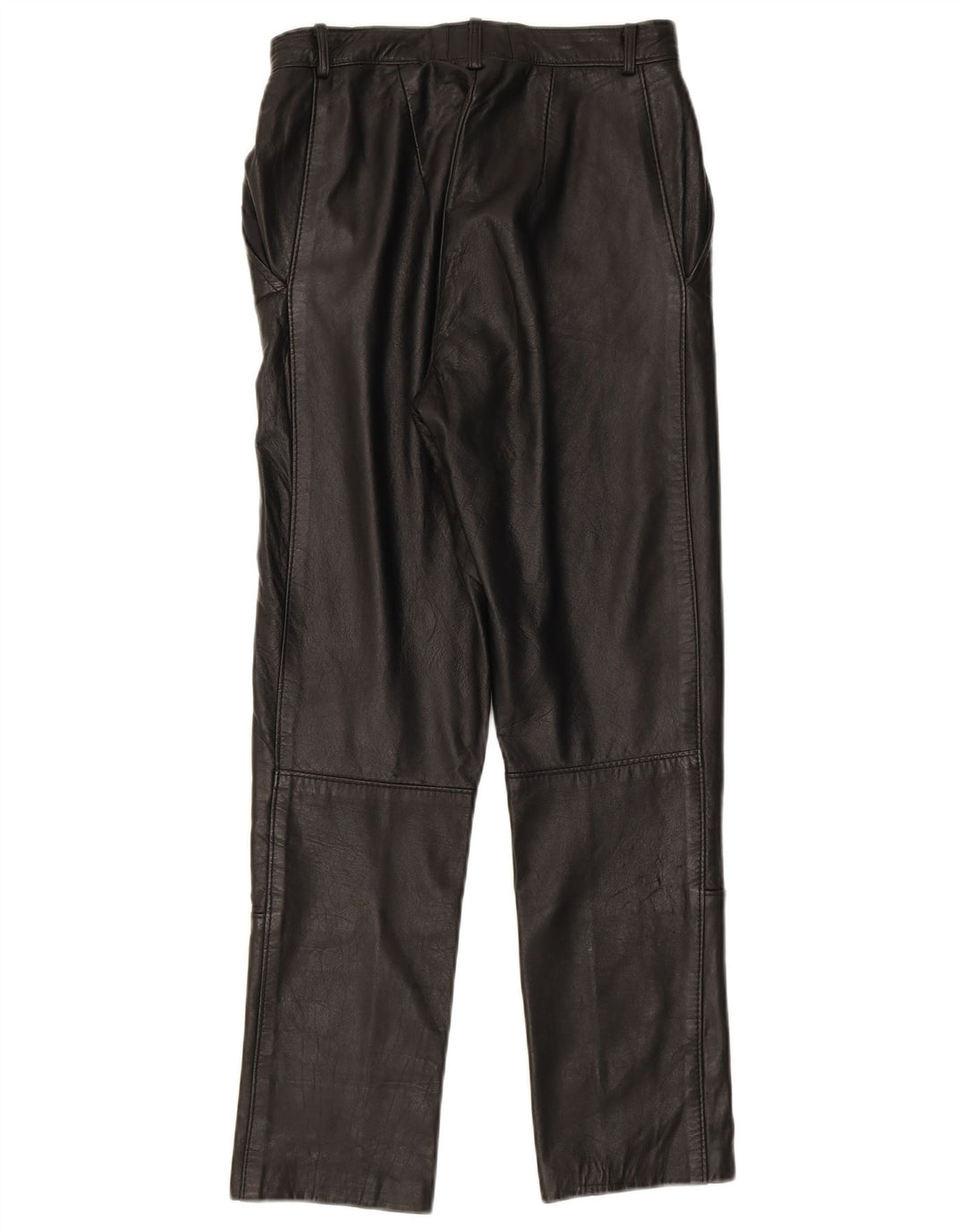 VINTAGE Womens Leather Trousers W26 L26 Black