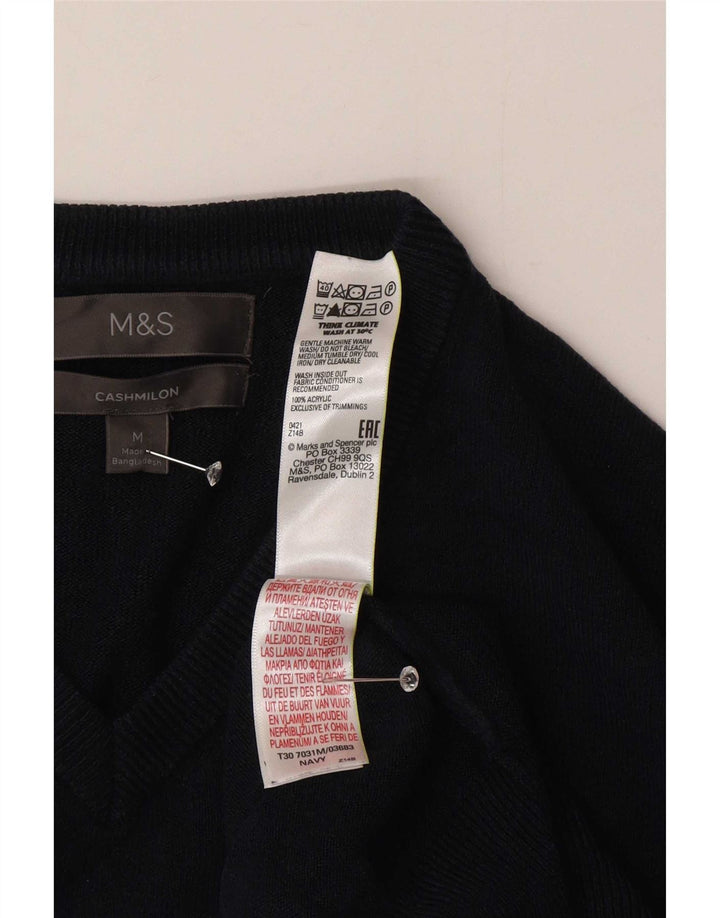 Marks & Spencer muški džemper s V-izrezom srednje tamnoplave akrilne boje