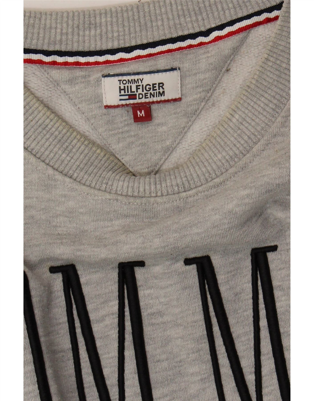TOMMY HILFIGER Womens Longline Sweatshirt Jumper UK 14 Medium Grey Vintage Tommy Hilfiger and Second-Hand Tommy Hilfiger from Messina Hembry 