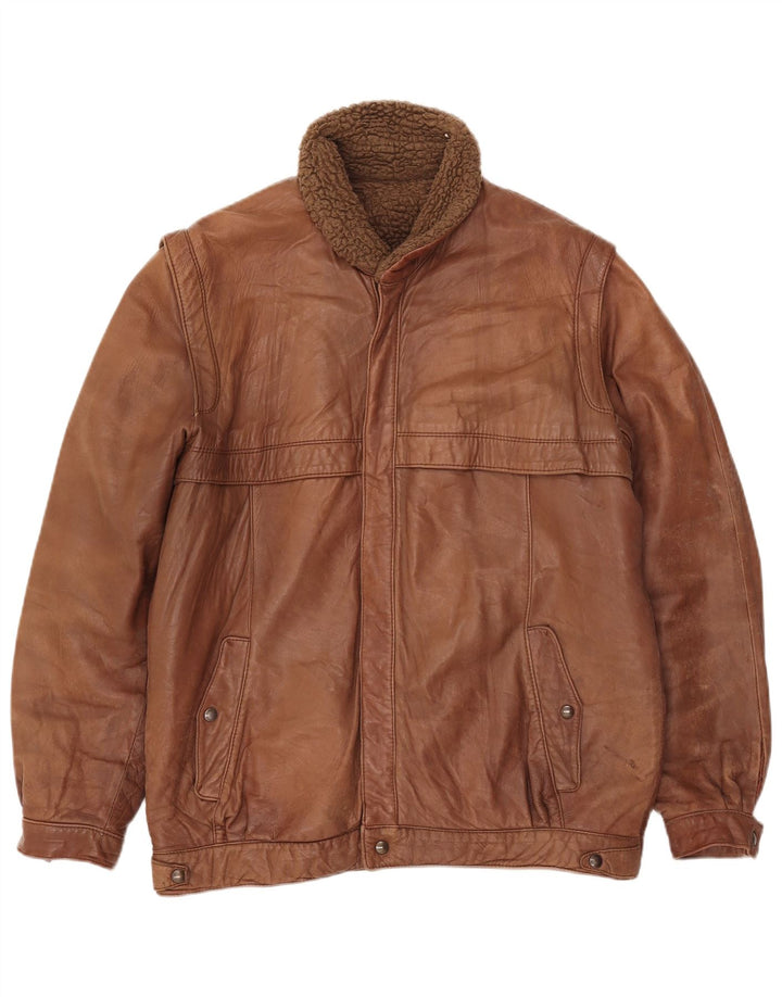 Vintage muška kožna Sherpa jakna UK 38 Srednje smeđa koža