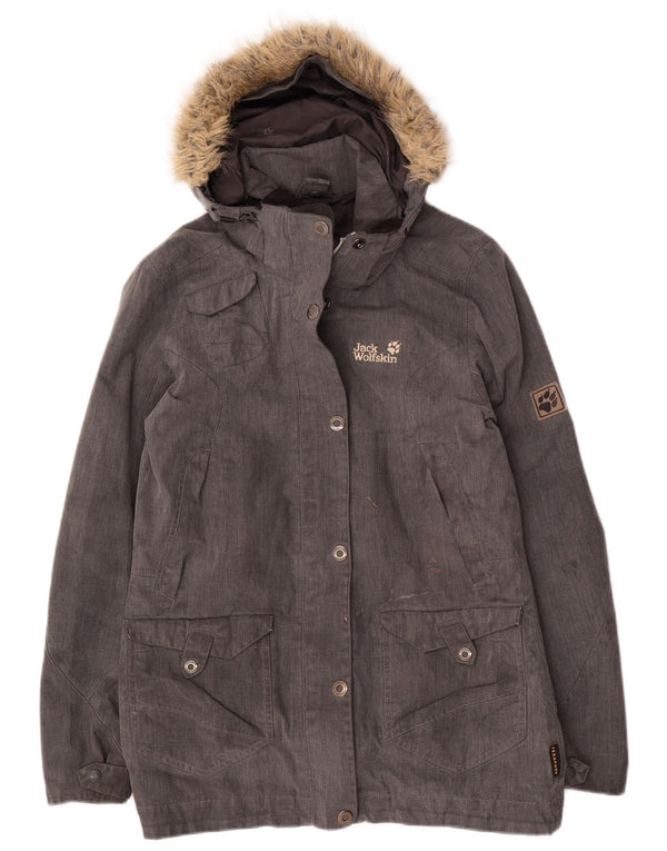 JACK WOLFSKIN Ženska parka jakna s kapuljačom UK 10 Mala siva poliester