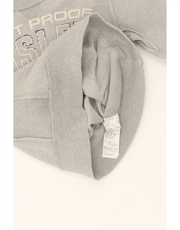 SISLEY Boys Graphic Sweatshirt Jumper 7-8 Years Medium Grey Cotton Vintage Sisley and Second-Hand Sisley from Messina Hembry 