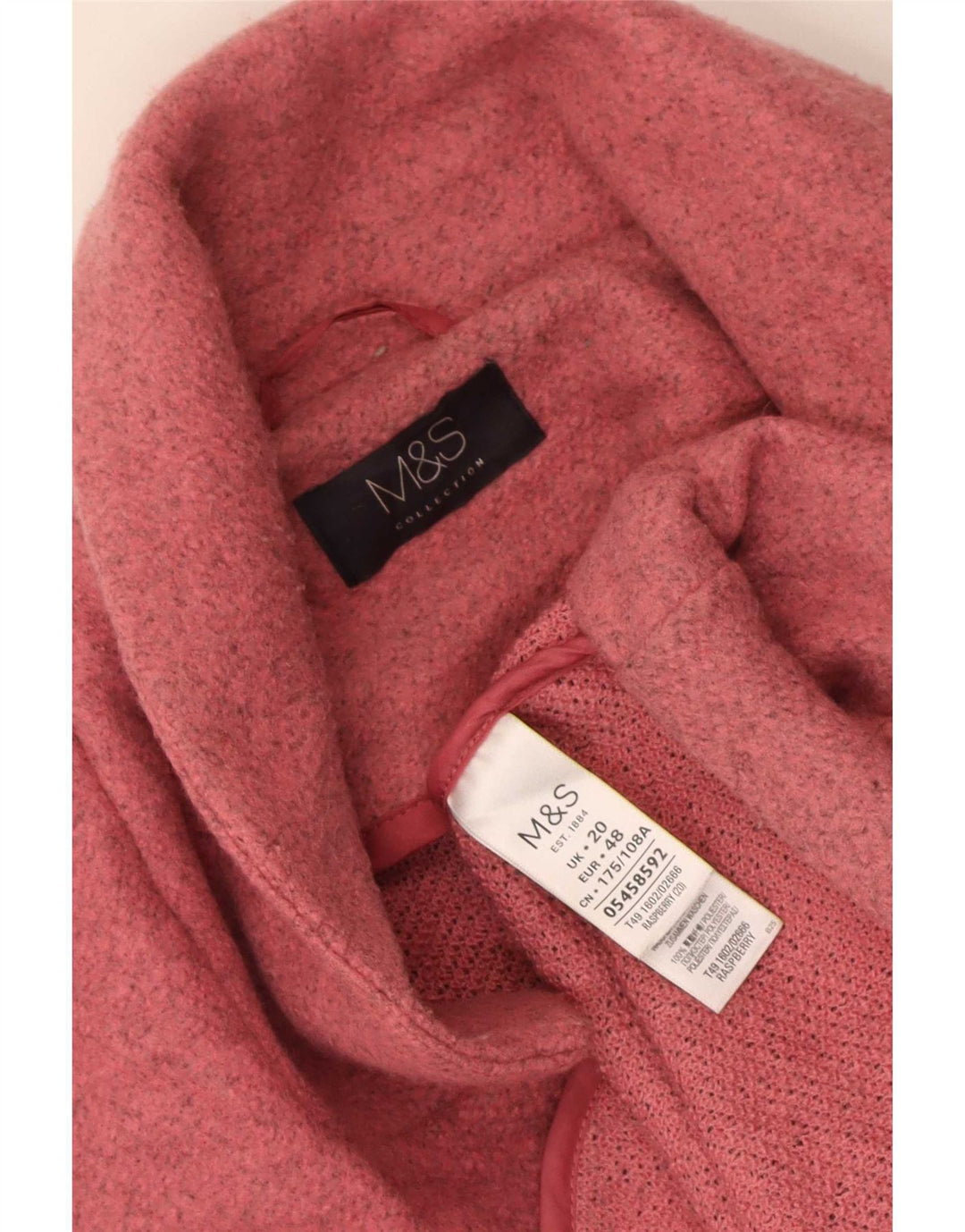 Marks & Spencer ženski preveliki otvoreni kaput UK 20 2XL ružičasti poliester