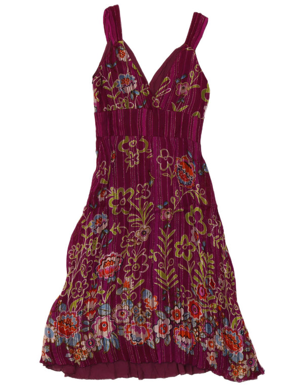 Camomilla ženska haljina A-kroja bez rukava UK 10 Mala ljubičasta cvjetna viskoza