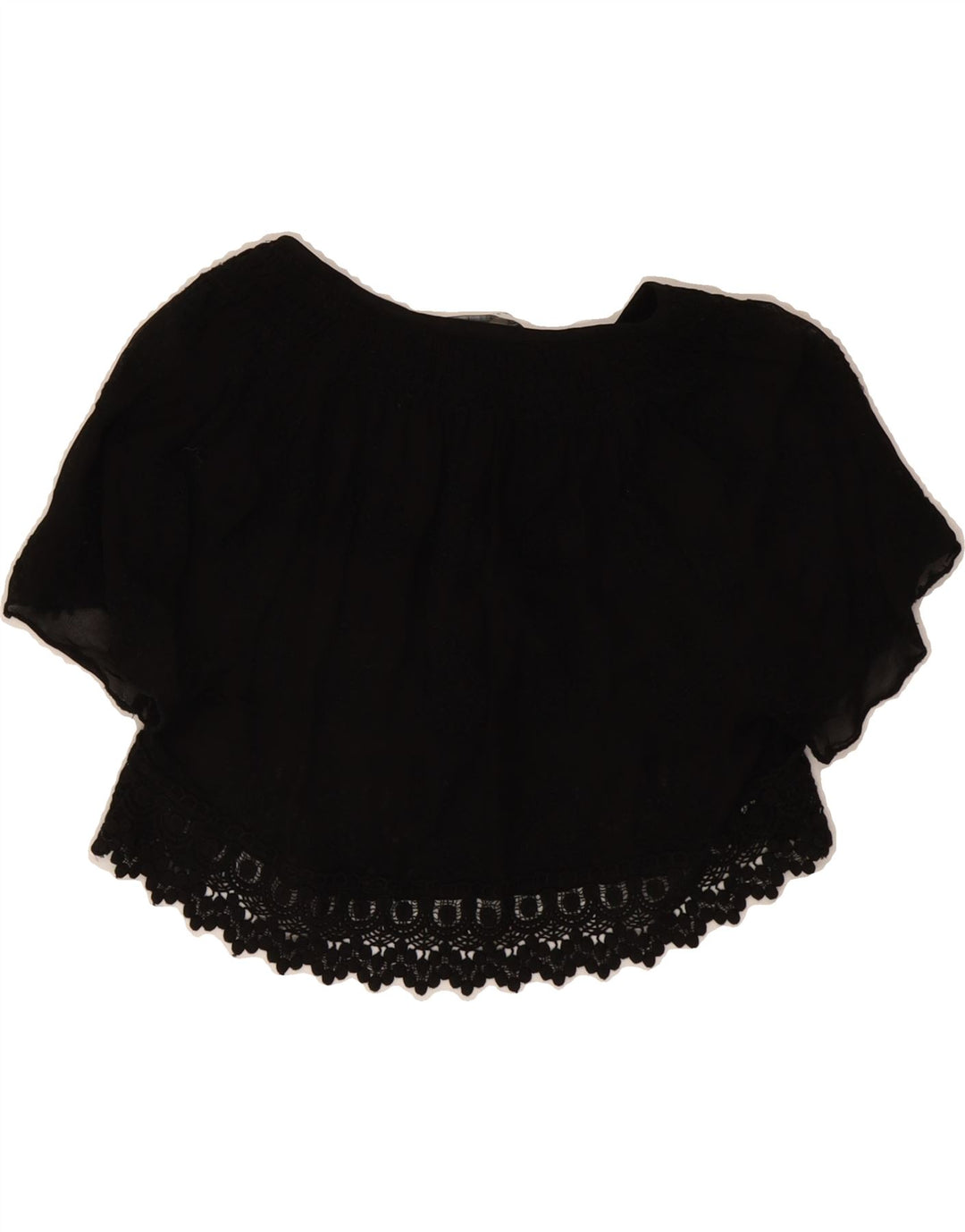 ZARA Womens Crop Blouse Top UK 10 Small Black Cotton Vintage Zara and Second-Hand Zara from Messina Hembry 