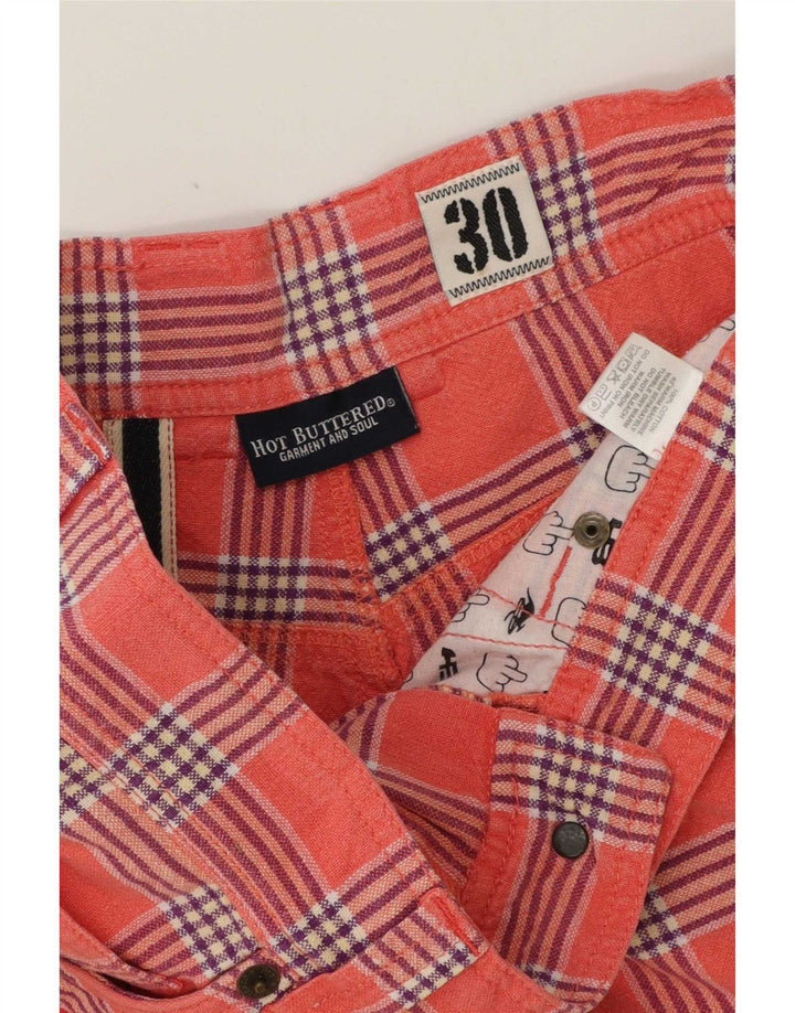 Vintage muške ležerne kratke hlače W30 Srednje ružičasti karirani pamuk