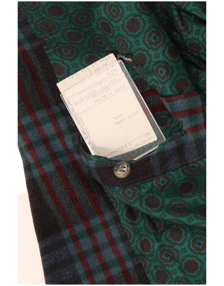 Vintage muški sako s 2 gumba IT 48 Srednje tamnoplava karirana vuna