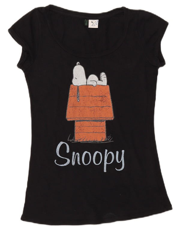 BENETTON Ženska majica kratkih rukava Peanuts Graphic UK 6 XS crni pamuk