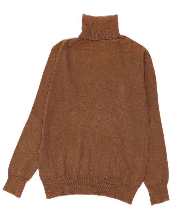 Zara Womens Roll Neck Jumper Sweater UK 14 Large Brown Cotton
