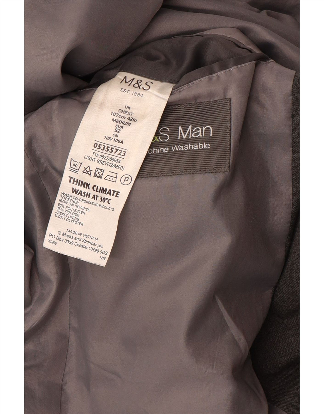 Marks & Spencer muška jakna sa 2 gumba UK 42 veliki sivi poliester