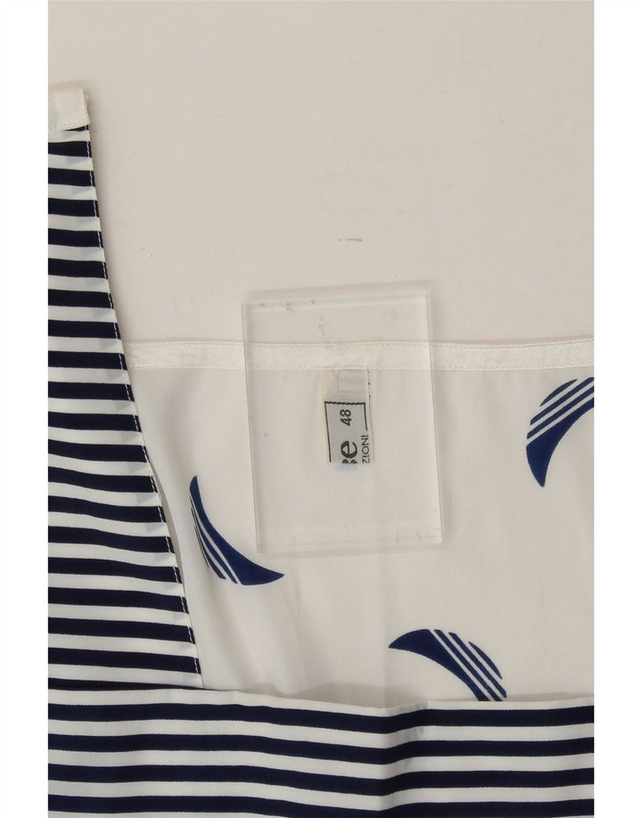 VINTAGE Womens Crop Sleeveless Blouse Top IT 48 XL White Striped Polyester Vintage Vintage and Second-Hand Vintage from Messina Hembry 